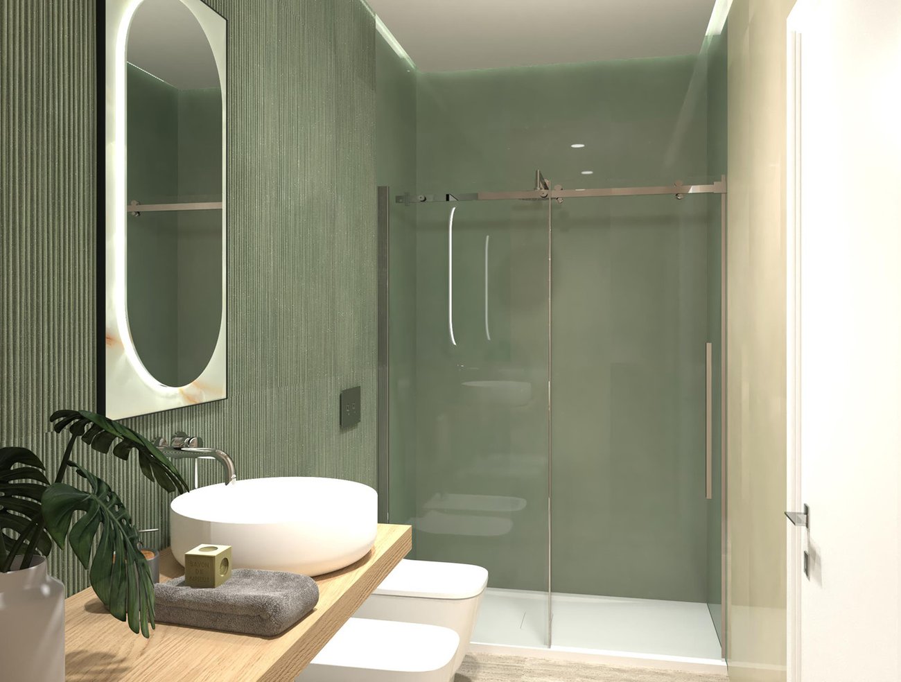 Bathroom design image in Rectangular shape, created with floor tiles MATERIA CLASSICA and wall tiles MATERIA BRILLANTE