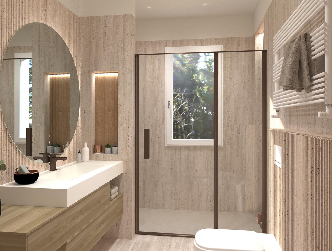 Bathroom design image in Rectangular shape, created with floor tiles MATERIA CLASSICA and wall tiles MATERIA CLASSICA, PLEIN AIR