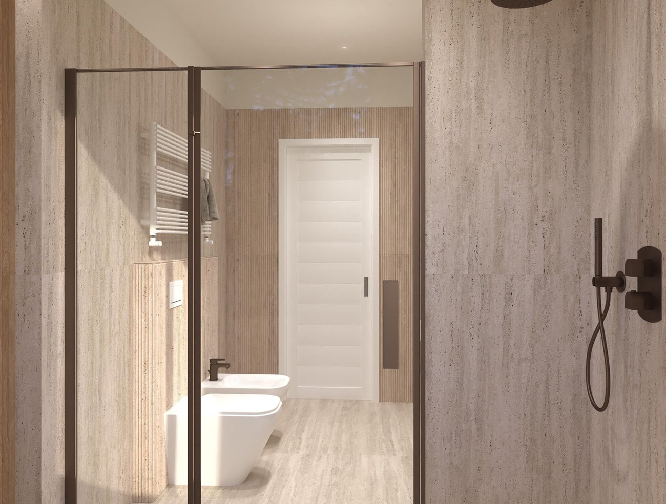 Bathroom design image in Rectangular shape, created with floor tiles MATERIA CLASSICA and wall tiles MATERIA CLASSICA, PLEIN AIR