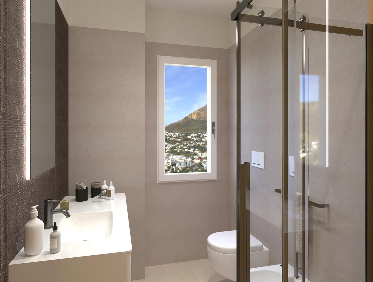 Bathroom design image in Rectangular shape, created with floor tiles MATERIA PURA and wall tiles MATERIA PURA