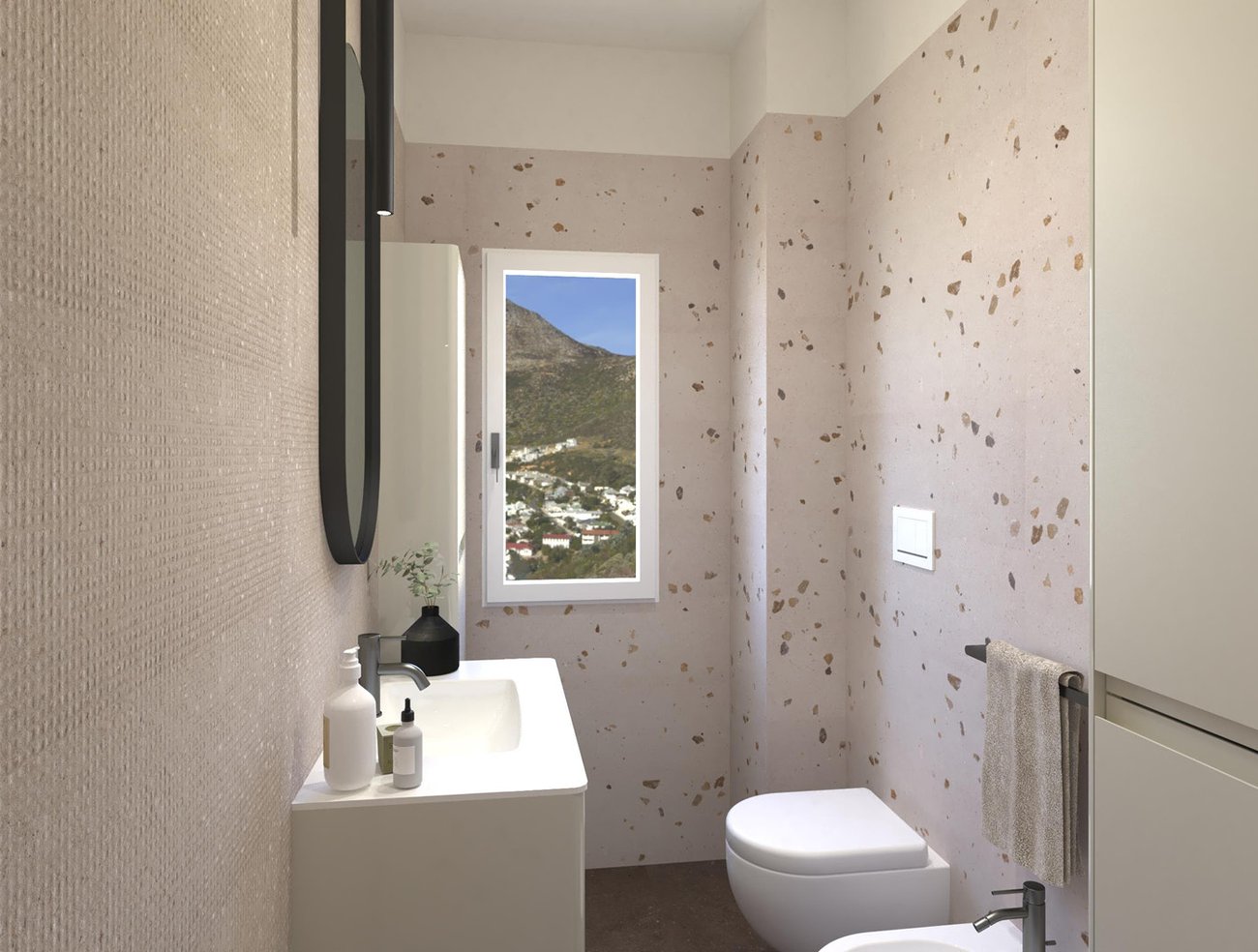 Bathroom design image in Rectangular shape, created with floor tiles MATERIA PURA and wall tiles MATERIA PURA