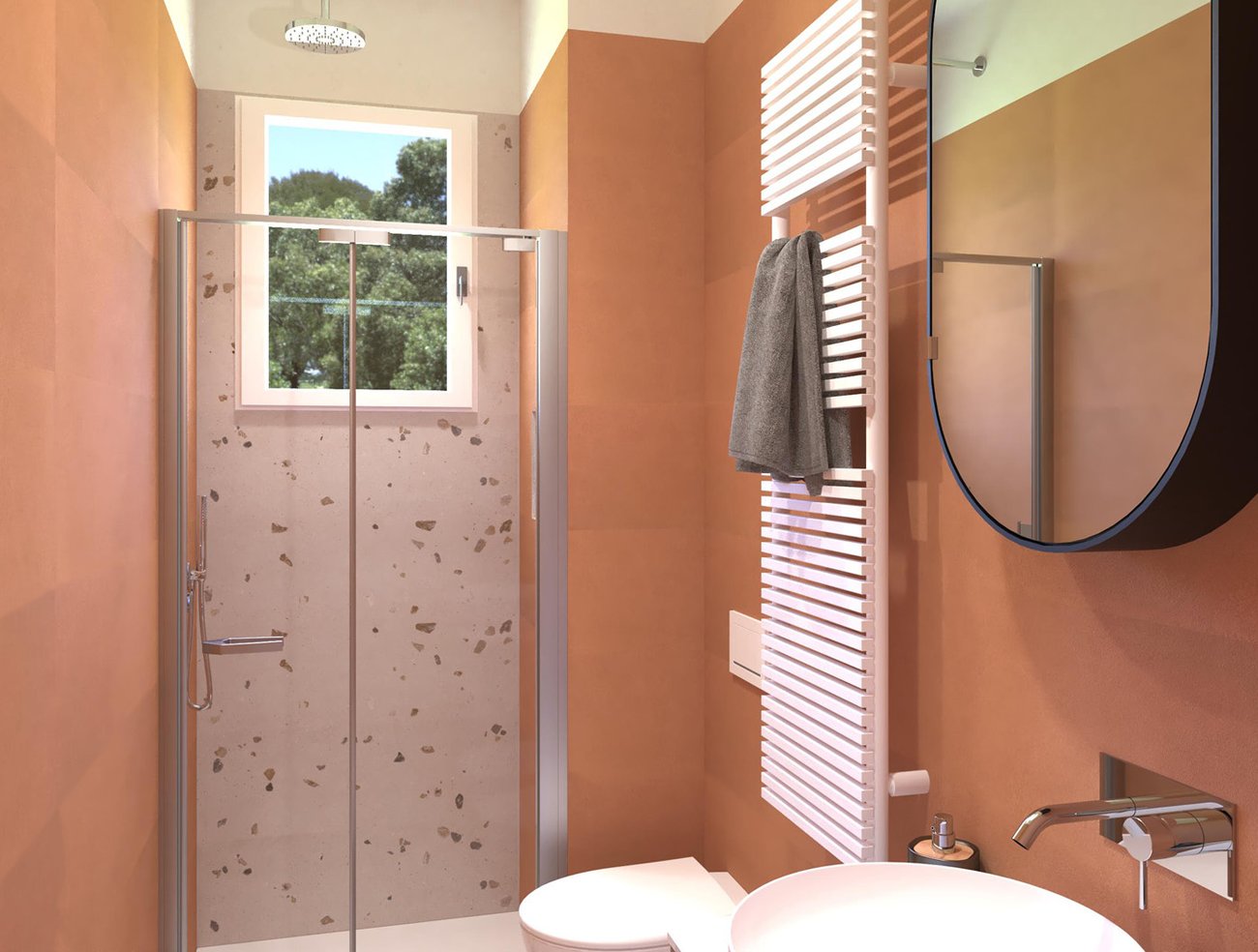 Bathroom design image in Rectangular shape, created with floor tiles MATERIA PURA and wall tiles SUMMER, MATERIA PURA