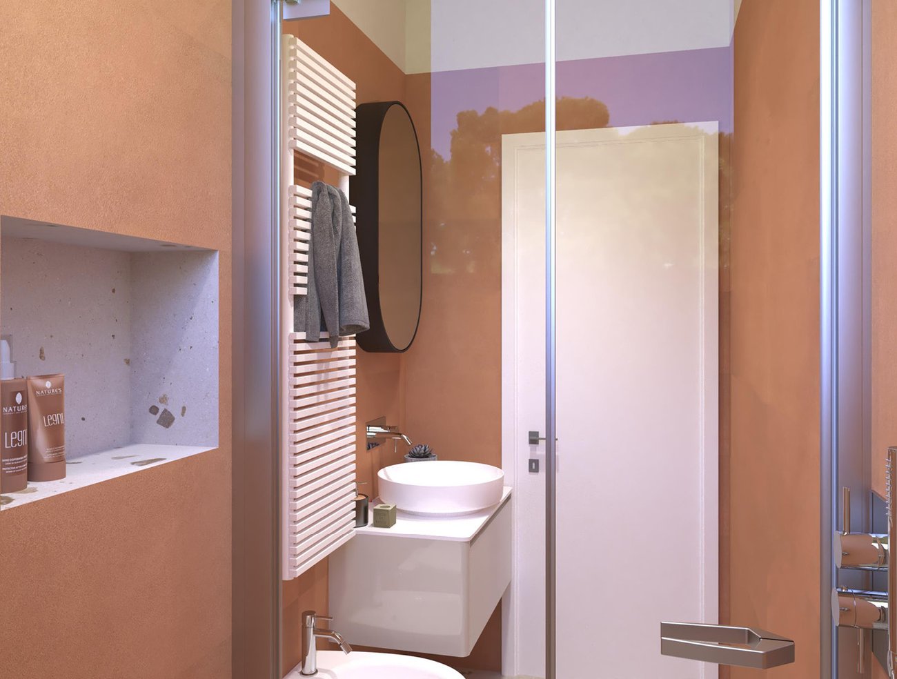 Bathroom design image in Rectangular shape, created with floor tiles MATERIA PURA and wall tiles SUMMER, MATERIA PURA