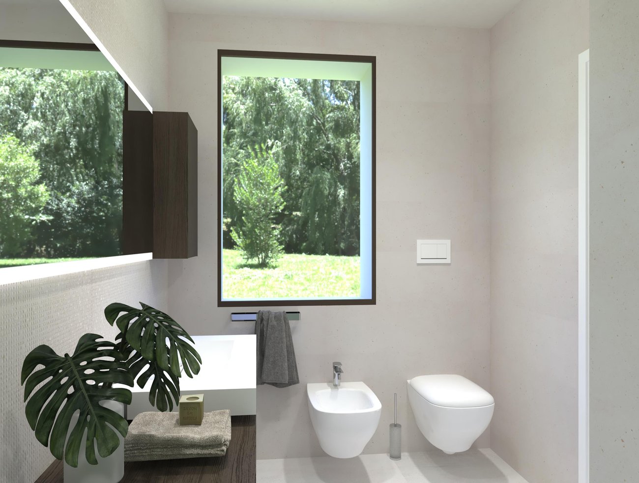 Bathroom design image in Rectangular shape, created with floor tiles YLICO and wall tiles TRUE COLOR, MATERIA PURA