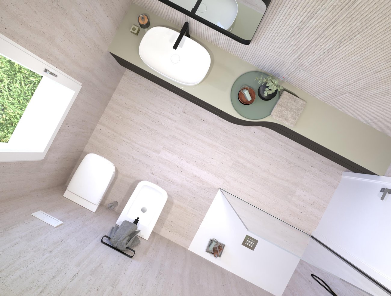 Immagine di progetto bagno di forma Rettangolare, realizzato con piastrelle a pavimento MATERIA CLASSICA e piastrelle a rivestimento MATERIA CLASSICA
