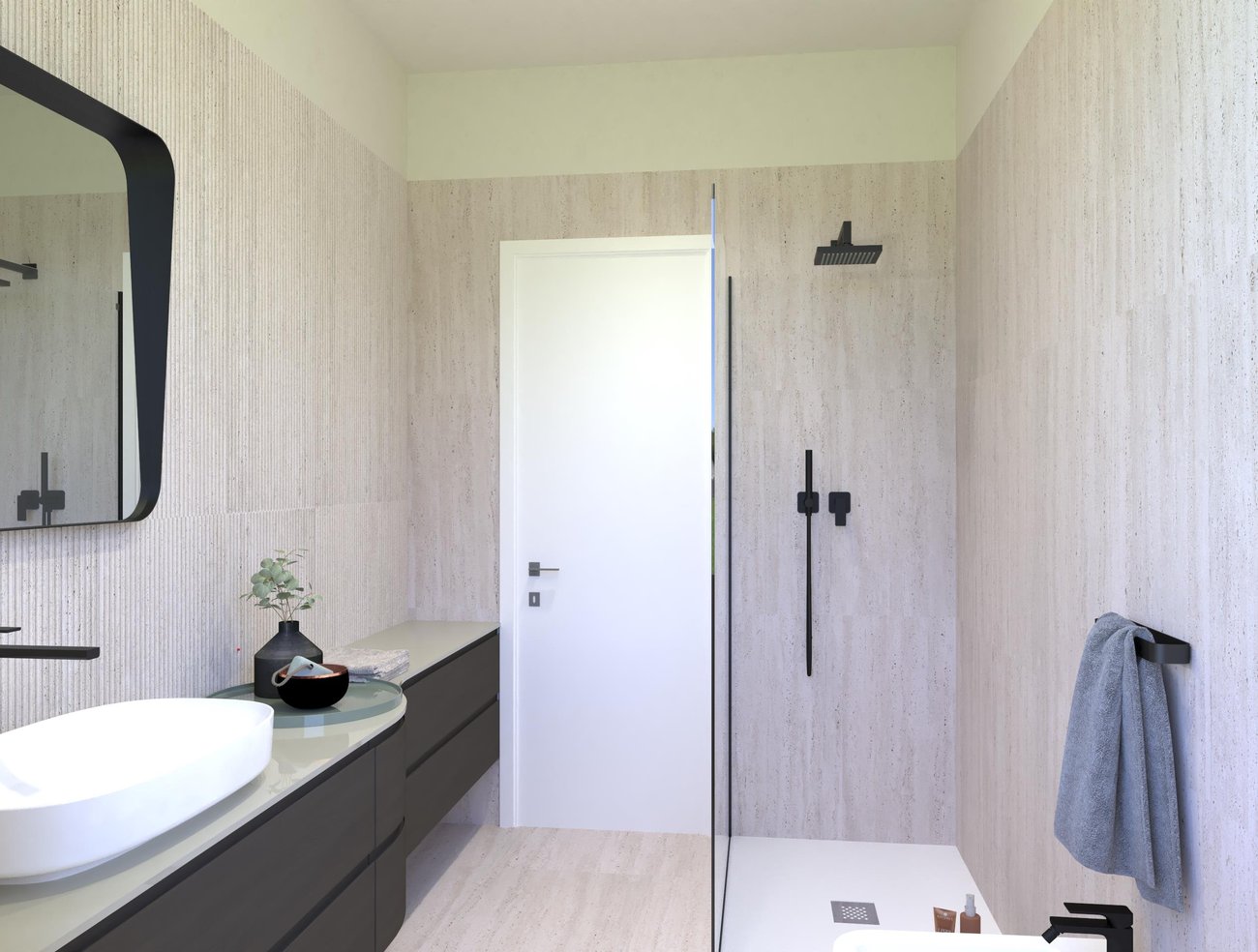 Immagine di progetto bagno di forma Rettangolare, realizzato con piastrelle a pavimento MATERIA CLASSICA e piastrelle a rivestimento MATERIA CLASSICA