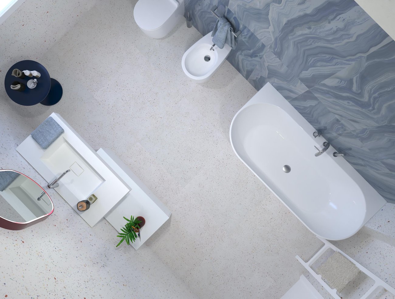 Immagine di progetto bagno di forma Rettangolare, realizzato con piastrelle a pavimento MILANO MOOD e piastrelle a rivestimento MATERIA BRILLANTE