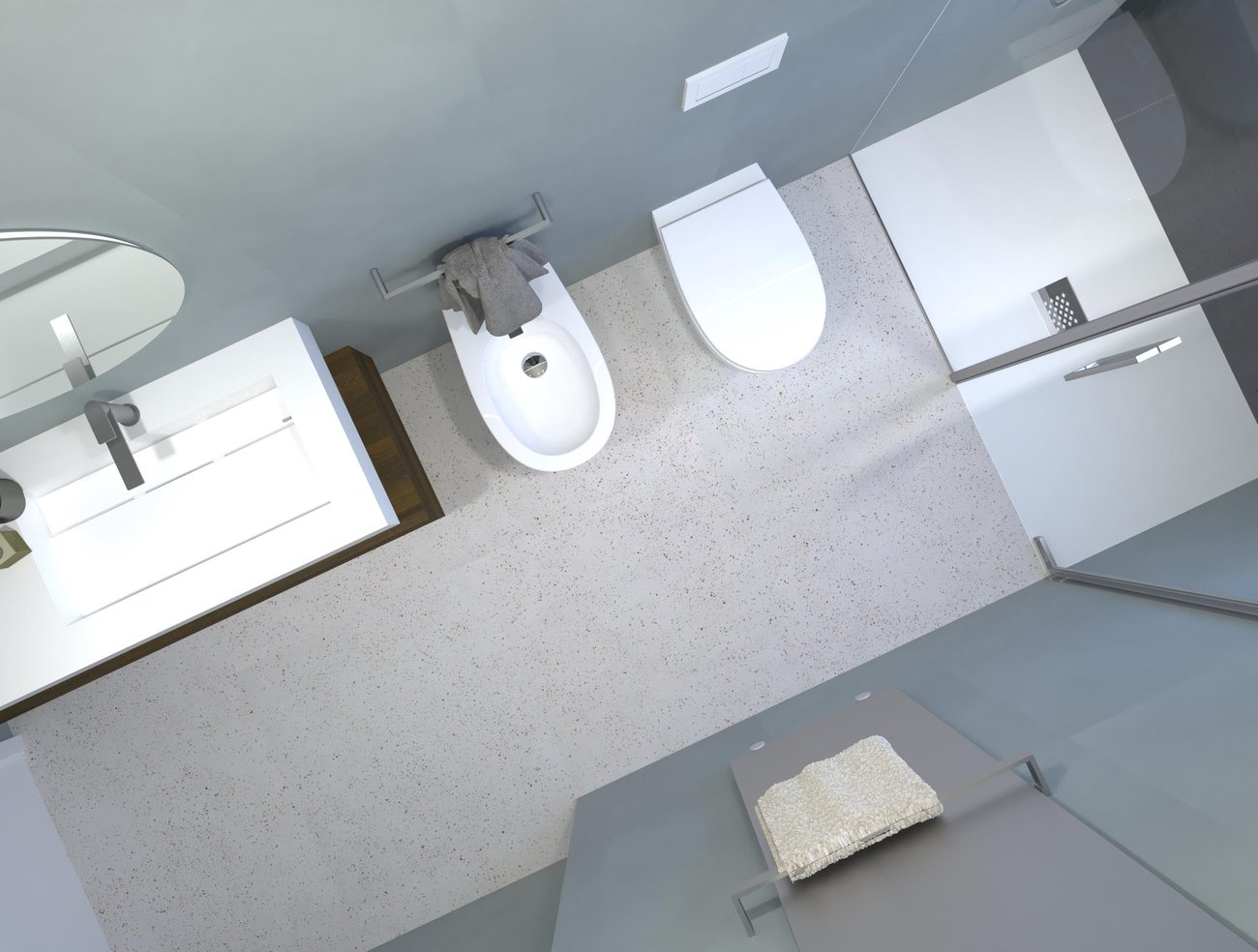 Bathroom design image in Rectangular shape, created with floor tiles MILANO MOOD and wall tiles GLIM, MILANO MOOD