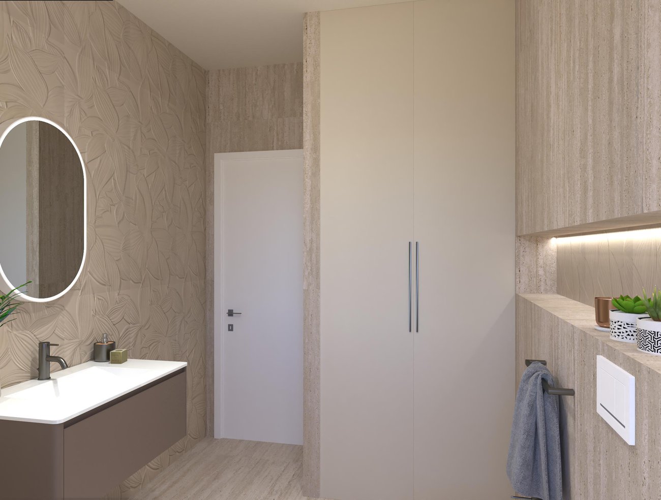 Image du projet de salle de bains de forme Rectangulaire, réalisée avec des carreaux de sol MATERIA CLASSICA et carreaux muraux MATERIA BRILLANTE, MATERIA CLASSICA
