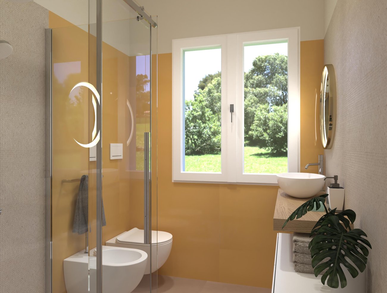 Bathroom design image in Rectangular shape, created with floor tiles MILANO MOOD and wall tiles MATERIA PURA
