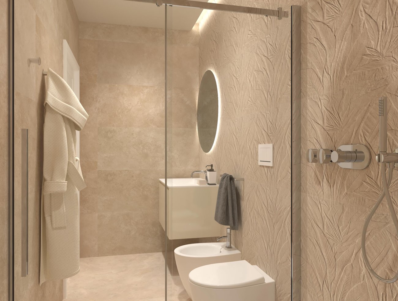 Bathroom design image in Rectangular shape, created with floor tiles VENTO DEL SUD and wall tiles NOBU
