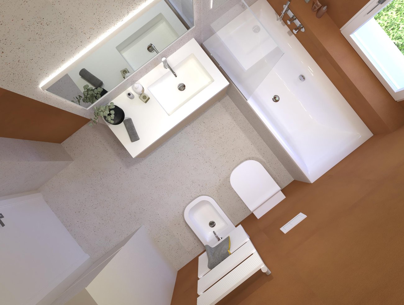 Bathroom design image in Rectangular shape, created with floor tiles MILANO MOOD and wall tiles SUMMER, MILANO MOOD