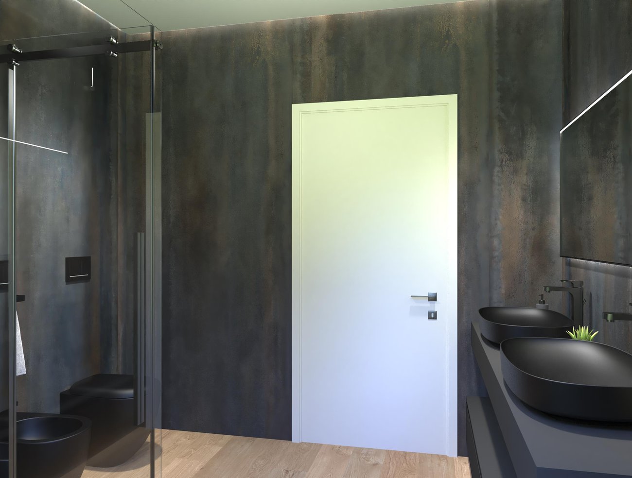 Bathroom design image in Squared shape, created with floor tiles PLEIN AIR and wall tiles 