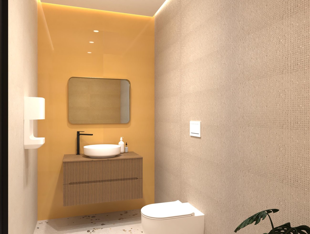 Bathroom design image in Rectangular shape, created with floor tiles MATERIA PURA and wall tiles MATERIA PURA