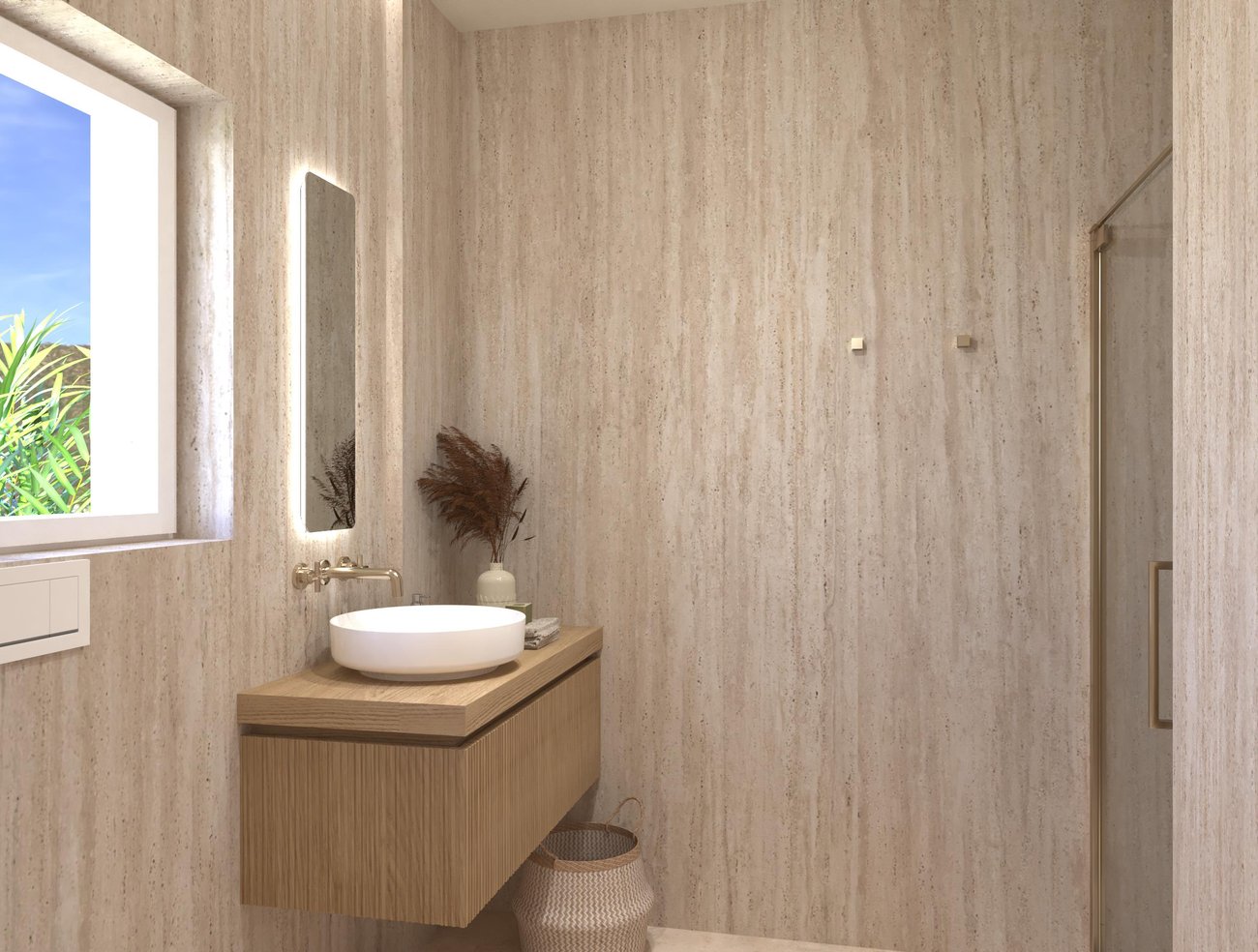 Bathroom design image in Rectangular shape, created with floor tiles VENTO DEL SUD and wall tiles MATERIA CLASSICA
