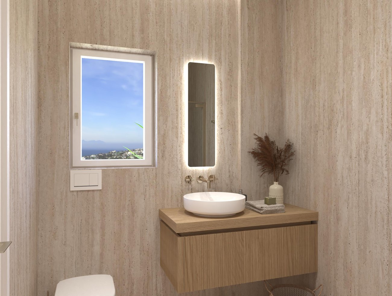 Bathroom design image in Rectangular shape, created with floor tiles VENTO DEL SUD and wall tiles MATERIA CLASSICA
