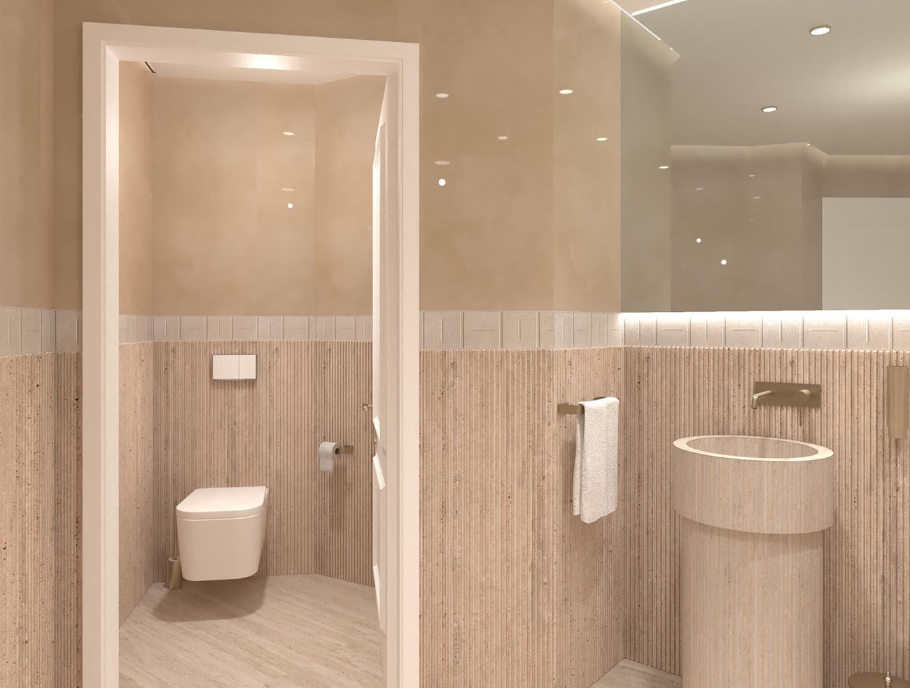 Bathroom design image in Rectangular shape, created with floor tiles MATERIA CLASSICA and wall tiles MATERIA BRILLANTE, MATERIA CLASSICA