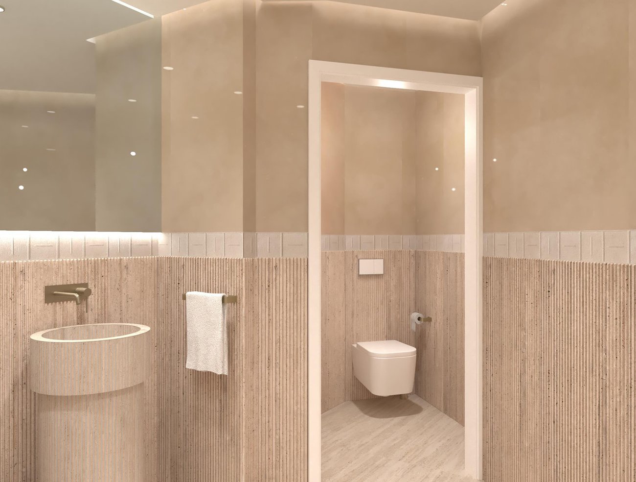 Bathroom design image in Rectangular shape, created with floor tiles MATERIA CLASSICA and wall tiles MATERIA BRILLANTE, MATERIA CLASSICA