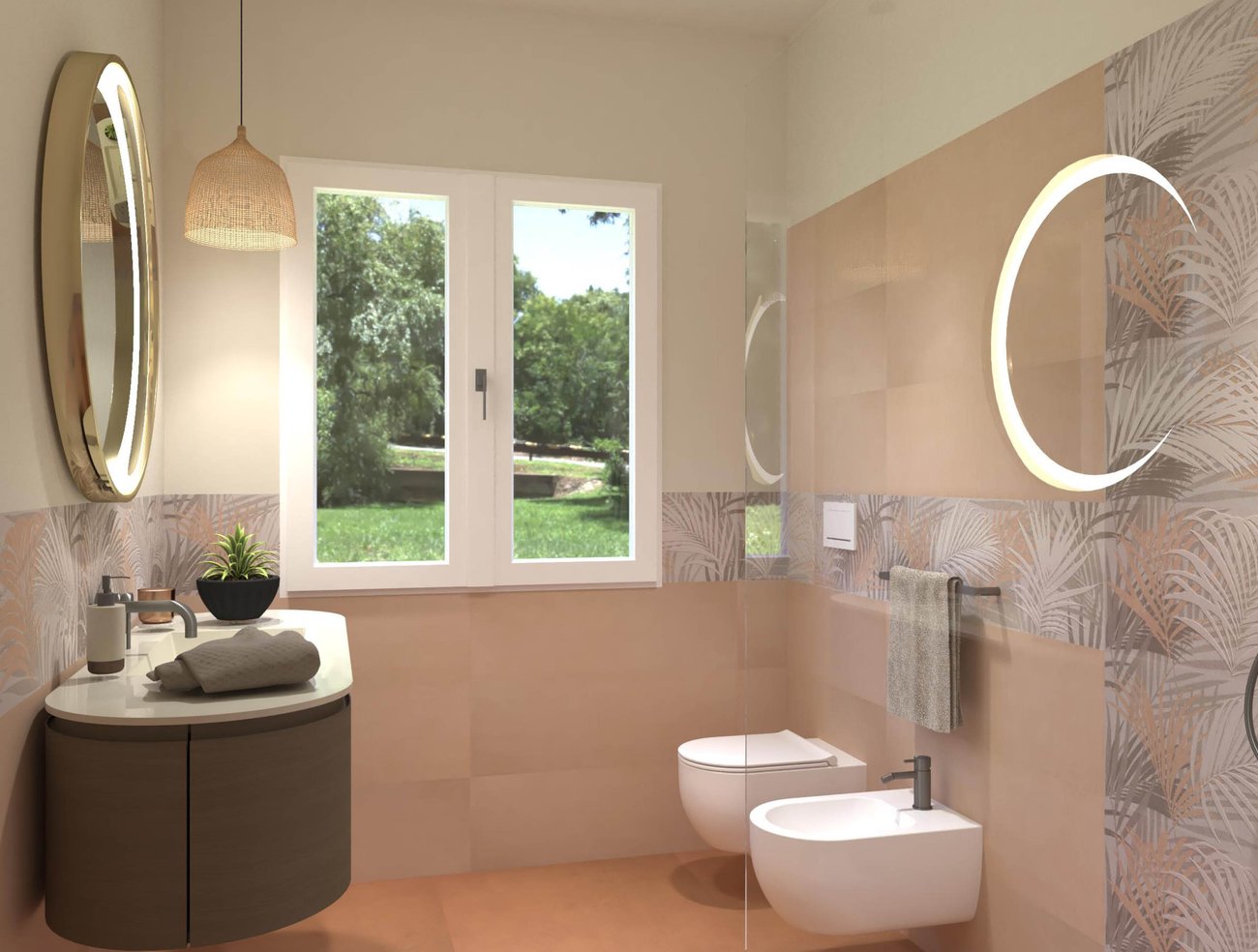 Immagine di progetto bagno di forma Rettangolare, realizzato con piastrelle a rivestimento DECO&MORE, SUMMER