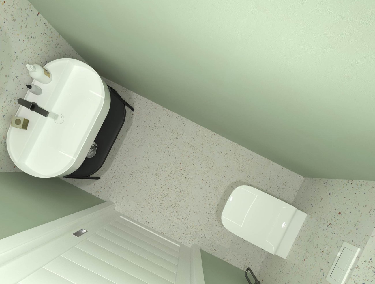Immagine di progetto bagno di forma Rettangolare, realizzato con piastrelle a pavimento MILANO MOOD e piastrelle a rivestimento MATERIA BRILLANTE, TRUE COLOR