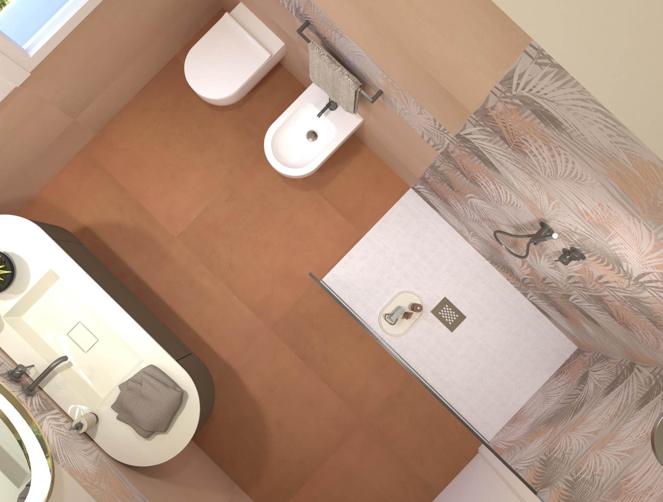 Immagine di progetto bagno di forma Rettangolare, realizzato con piastrelle a rivestimento DECO&MORE, SUMMER