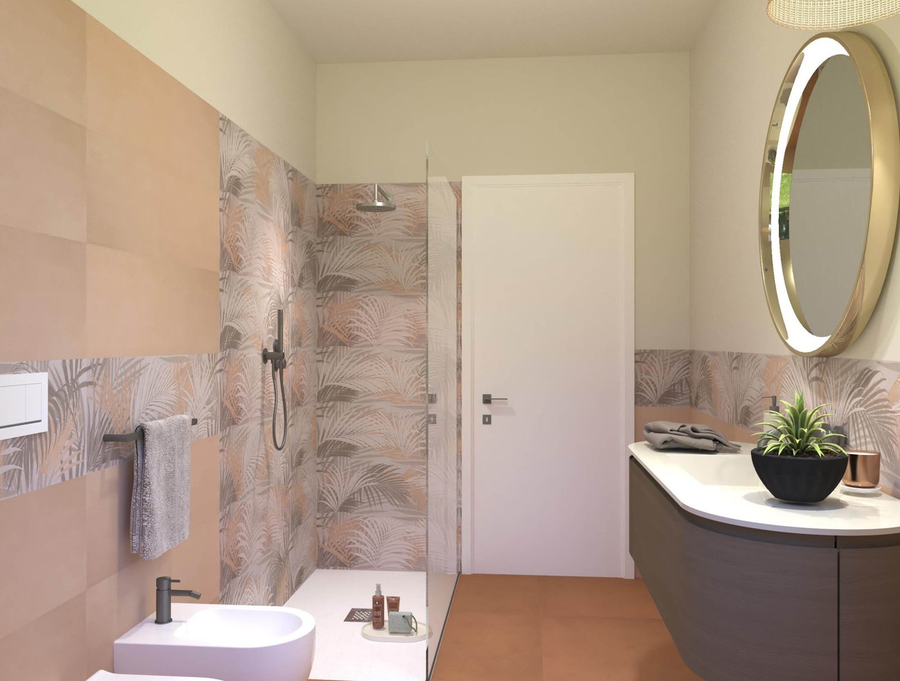 Immagine di progetto bagno di forma Rettangolare, realizzato con piastrelle a rivestimento DECO&MORE, SUMMER