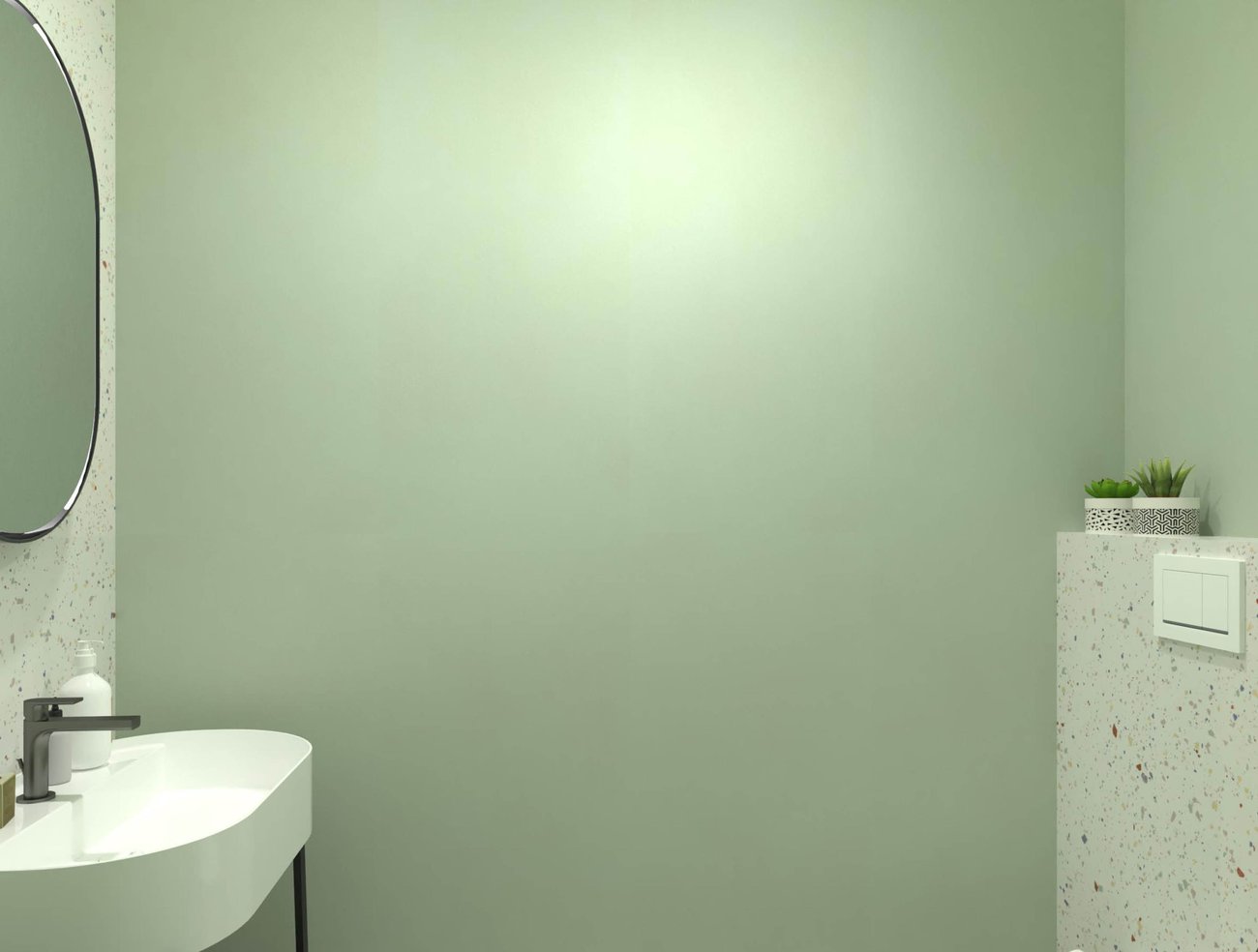Immagine di progetto bagno di forma Rettangolare, realizzato con piastrelle a pavimento MILANO MOOD e piastrelle a rivestimento MATERIA BRILLANTE, TRUE COLOR