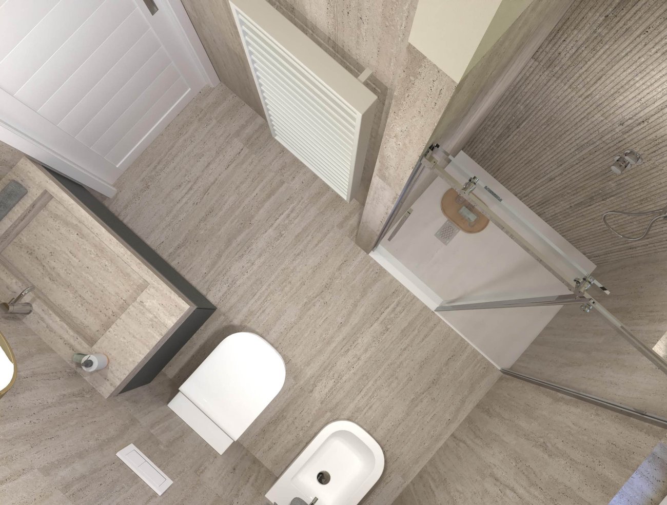 Bathroom design image in Rectangular shape, created with floor tiles MATERIA CLASSICA and wall tiles MATERIA CLASSICA