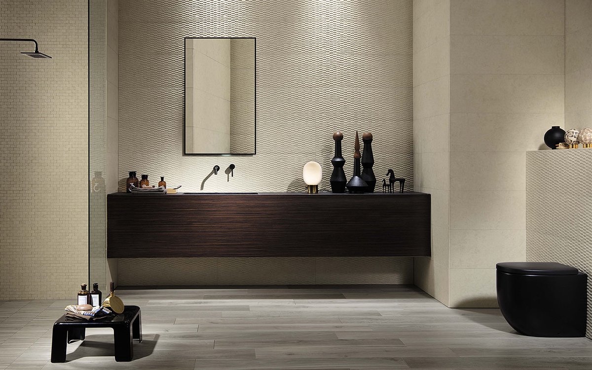 Stoneware and white-body bathroom tiles