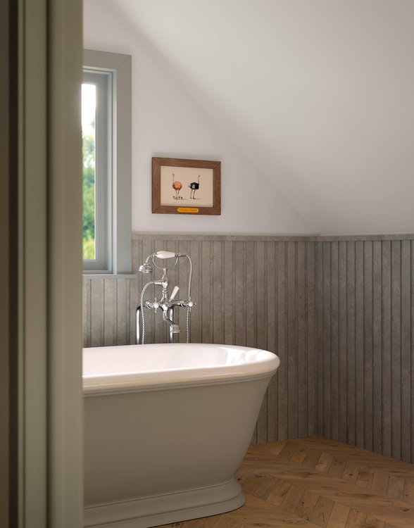 Room view Bathroom, created with tiles from the collection: NOBU – Grey