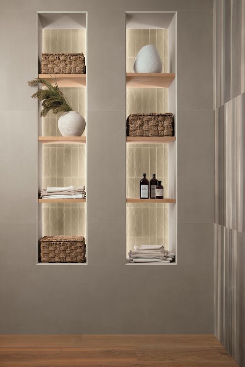 Room view , created with tiles from the collection: GLIM – Beige
