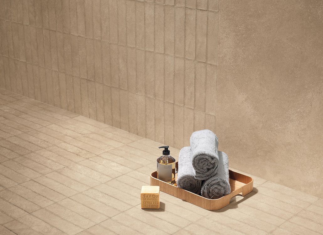 Imagen de ambiente Baño, realizada con baldosas de la colección: NOBU – BEIGE