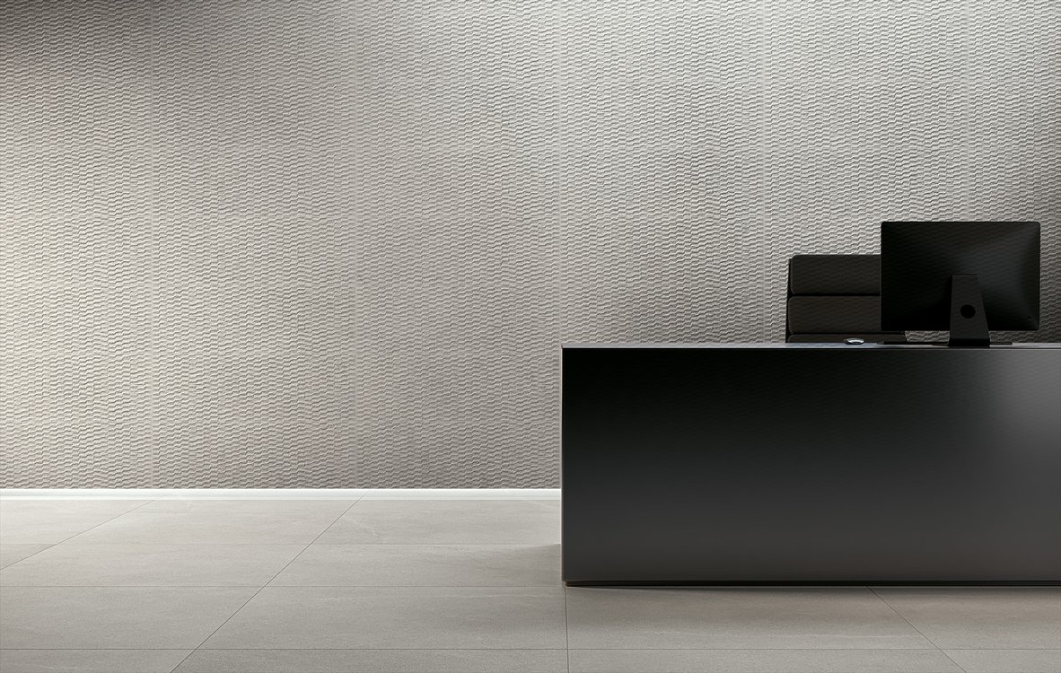 Интерьер контракт, оформленный плиткой из коллекции: LUMINA STONE – WHITE