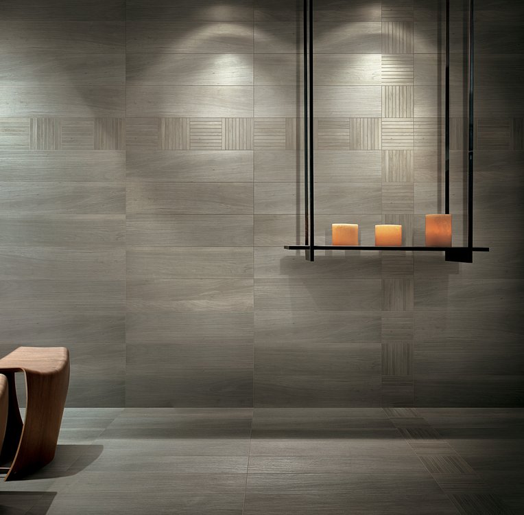Room view Contract, created with tiles from the collection: NUANCES – Grey