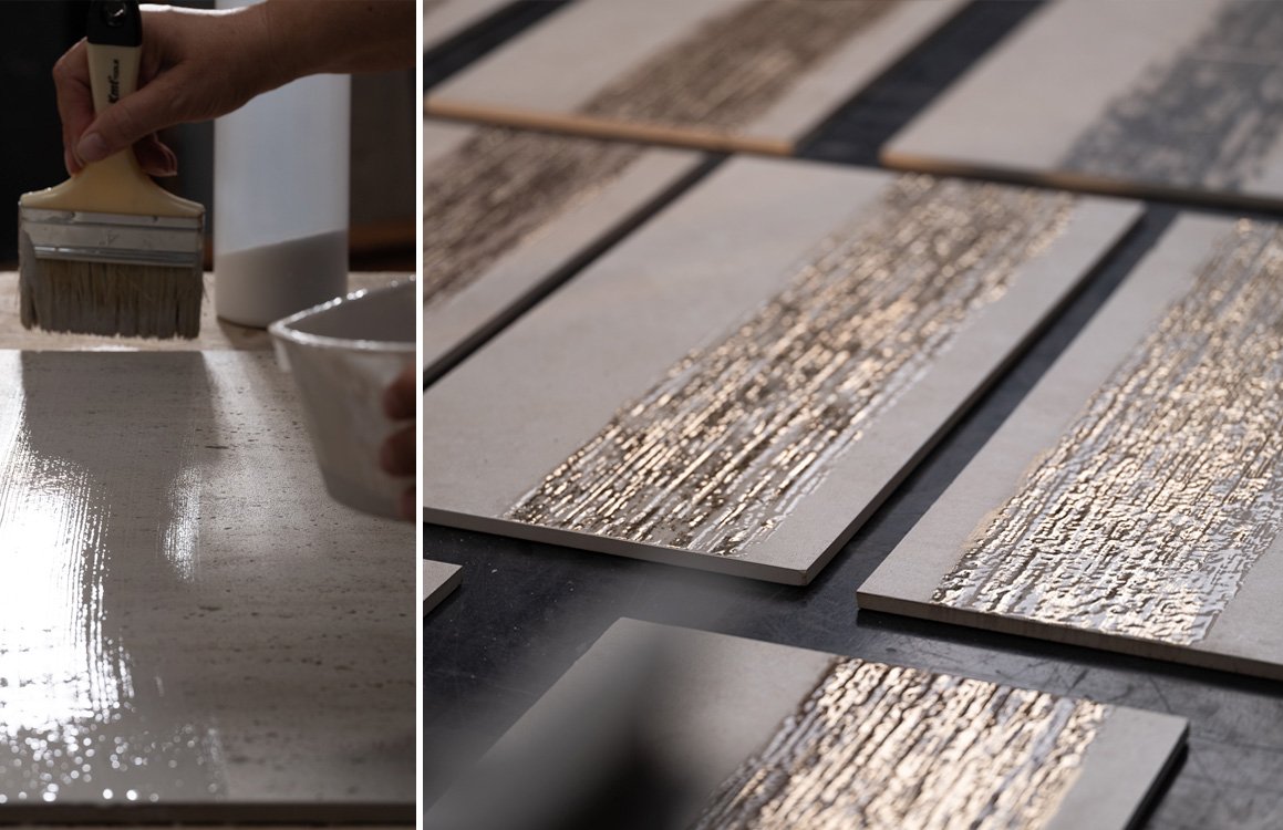 Room view , created with tiles from the collection: MATERIA – Beige