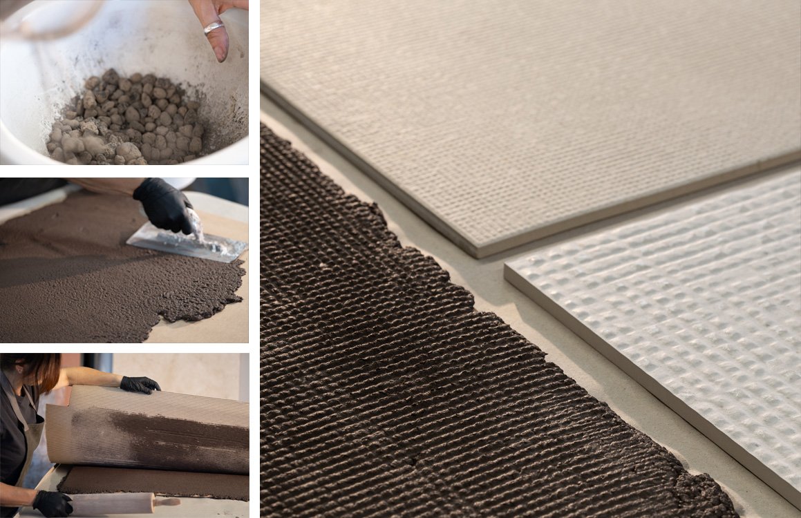 Room view , created with tiles from the collection: MATERIA PURA – White, Beige, Grey, Brown