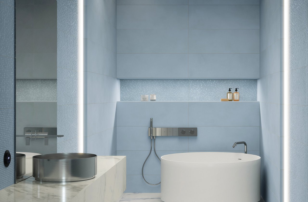 Immagine ambiente Bagno, realizzato con piastrelle della collezione: OLTRE IL COLORE - Altri, Bianco OLTRE IL COLORE