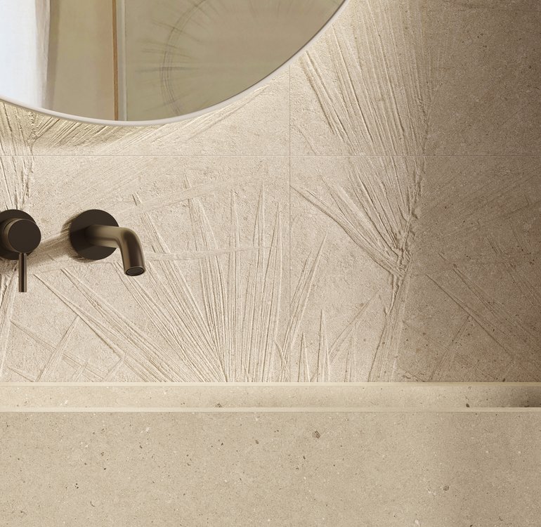Room view , created with tiles from the collection: MATERIA PURA 50x120 – Beige