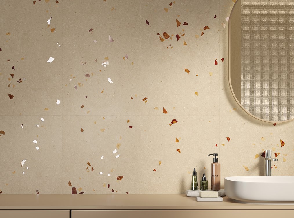 Room view , created with tiles from the collection: MATERIA PURA 50x120 – Beige