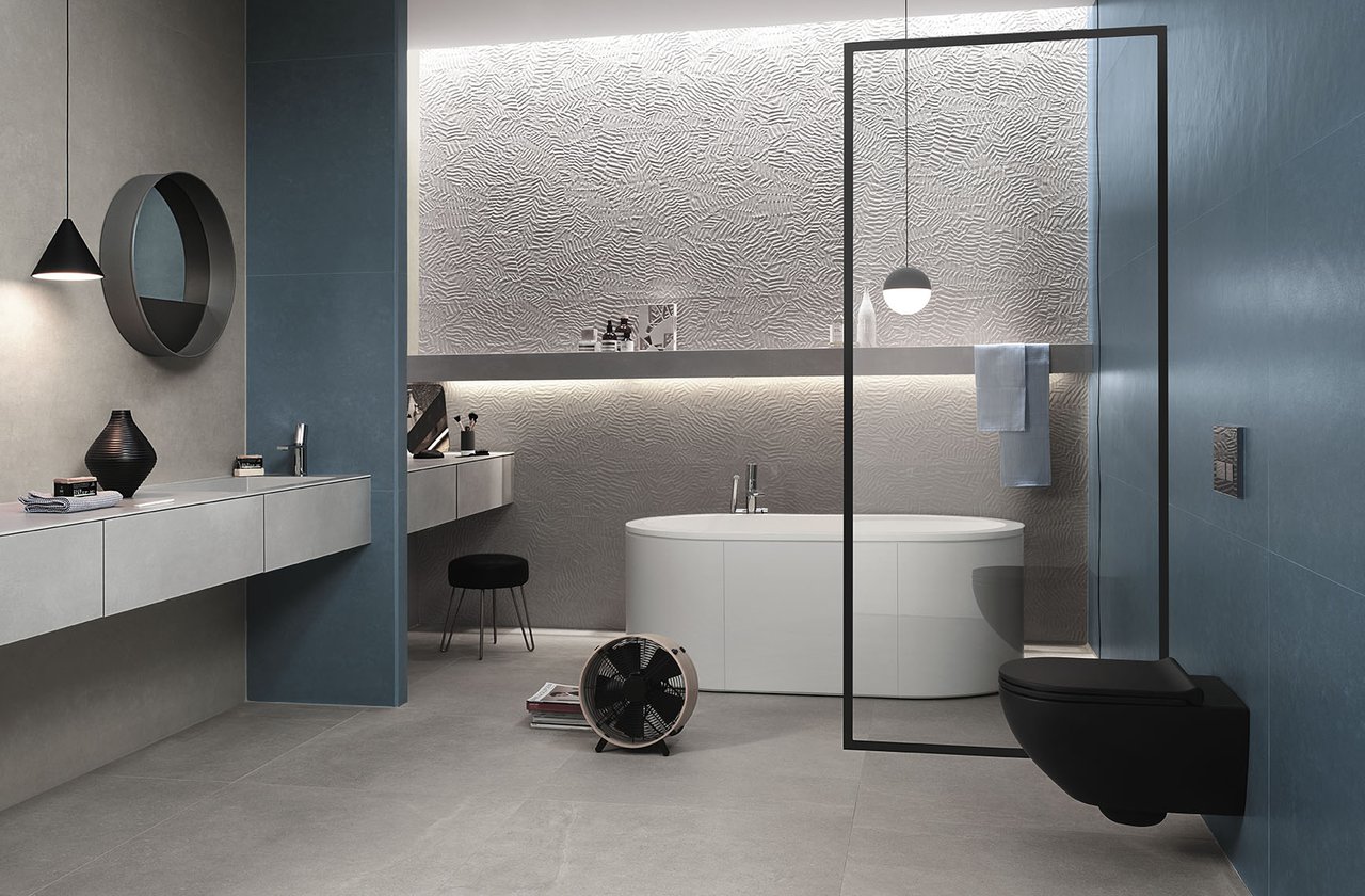 Resin and concrete effect, porcelain stoneware and wall tiles