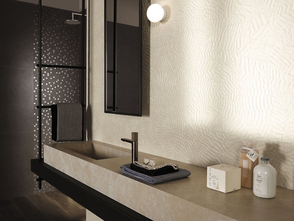 Imagen de ambiente , realizada con baldosas de la colección: BLOOM – BEIGE, BROWN