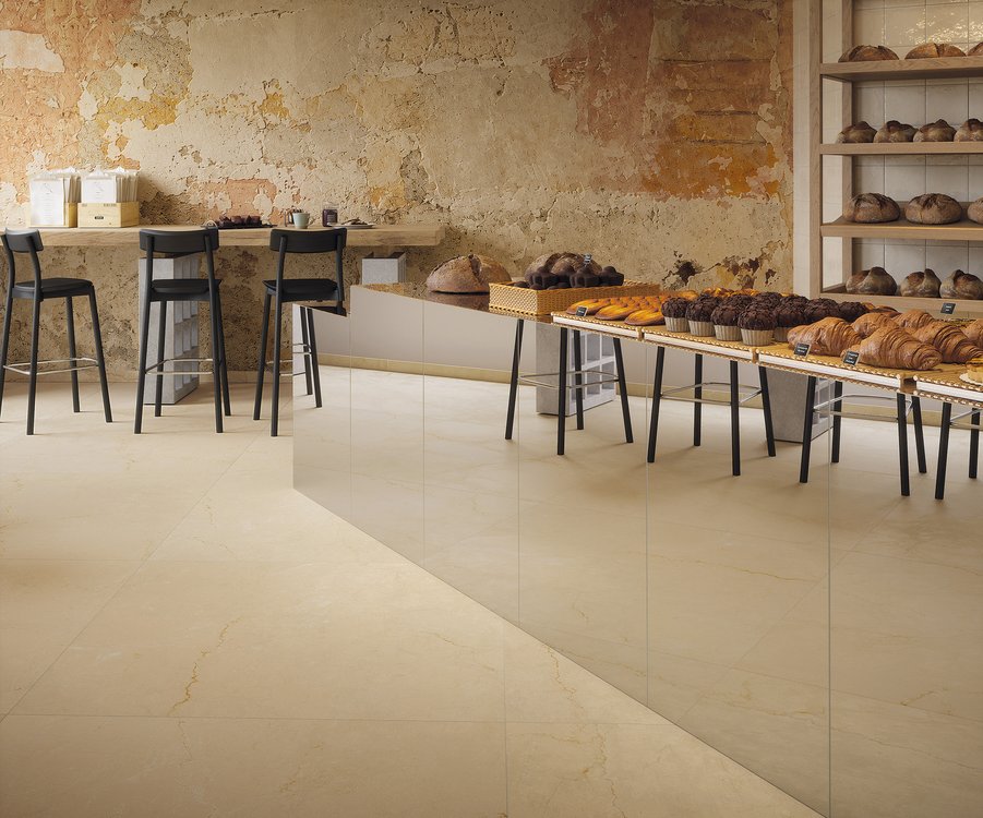 Room view Contract, created with tiles from the collection: DESERT – Beige