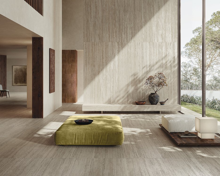 Room view , created with tiles from the collection: MATERIA – Beige