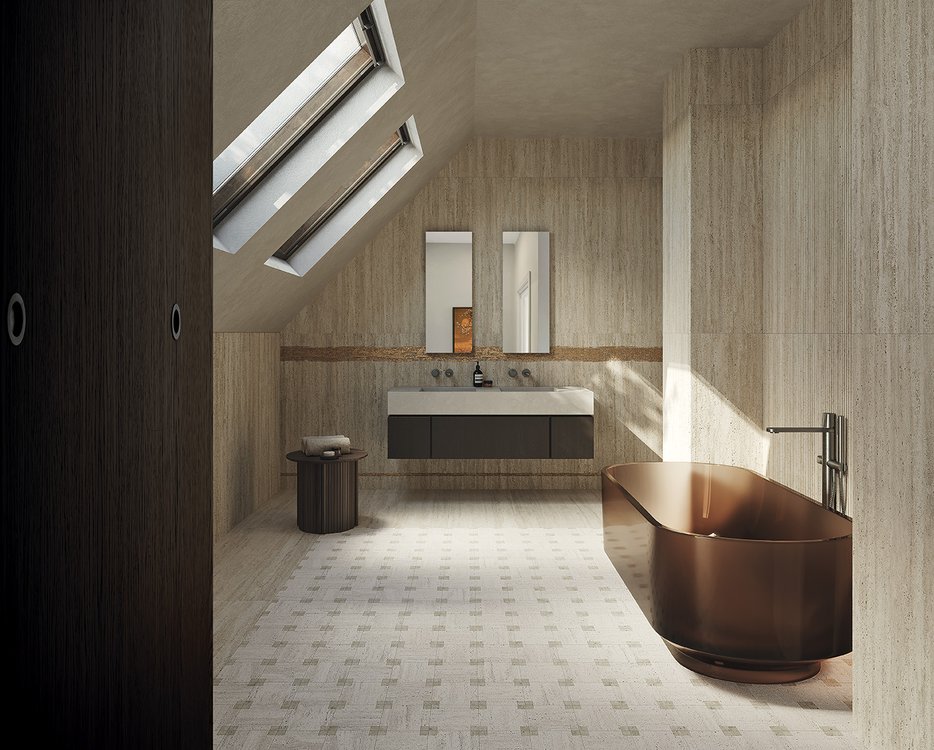Room view , created with tiles from the collection: MATERIA – Beige