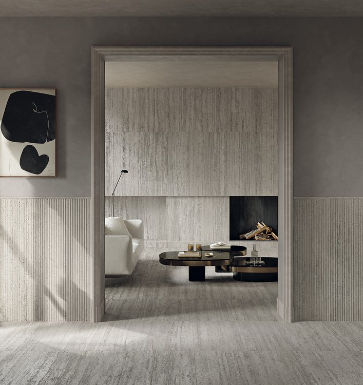 Room view , created with tiles from the collection: MATERIA – Grey