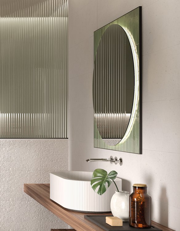 Room view , created with tiles from the collection: MATERIA – White