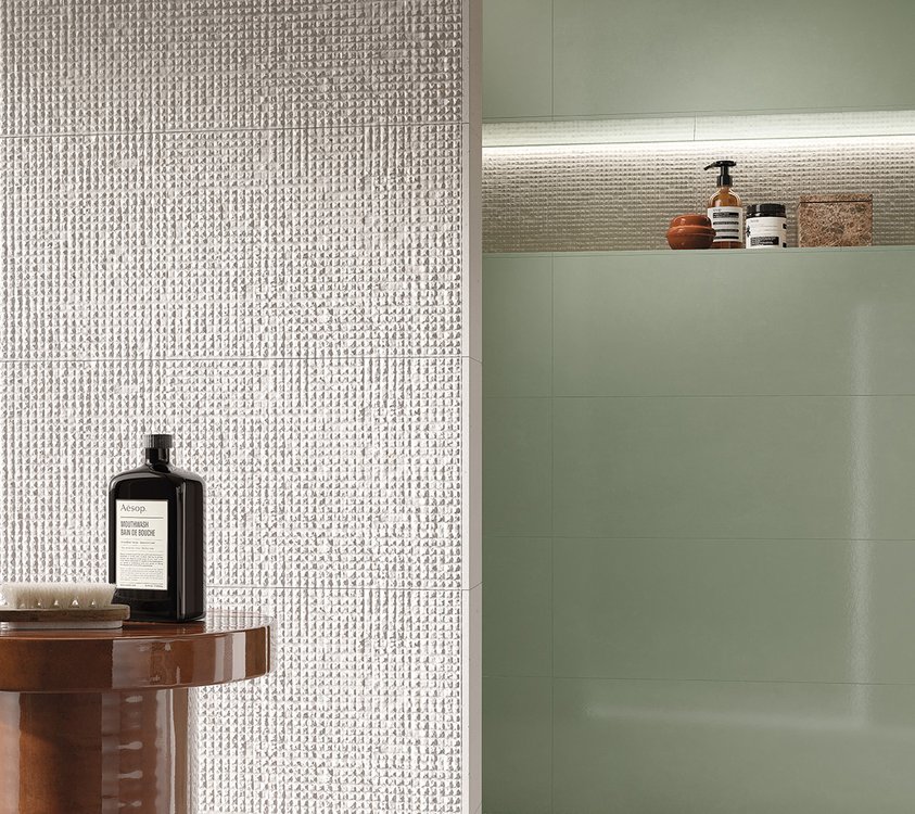 Room view , created with tiles from the collection: MATERIA PURA 30,5x91,5 – Other, White
