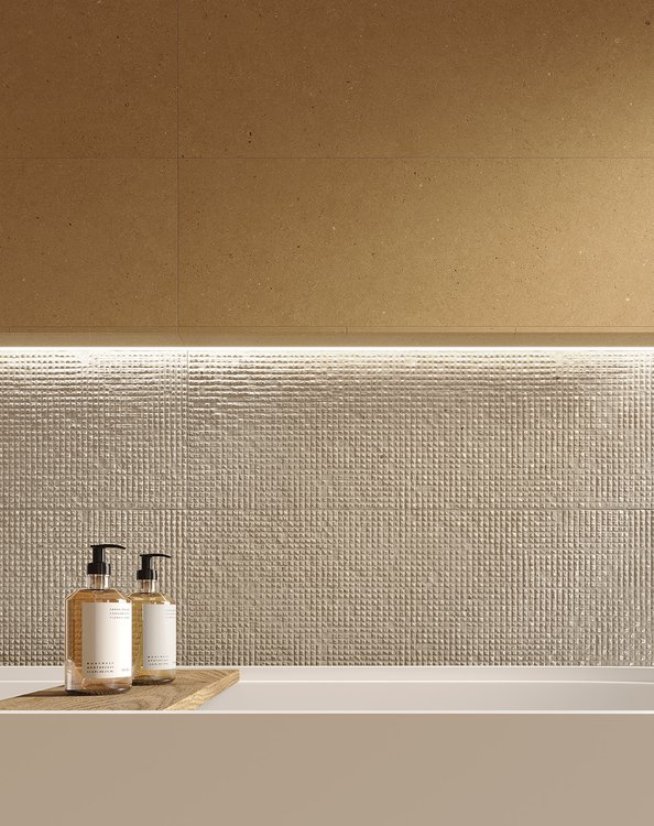 Room view , created with tiles from the collection: MATERIA PURA – Other, Grey