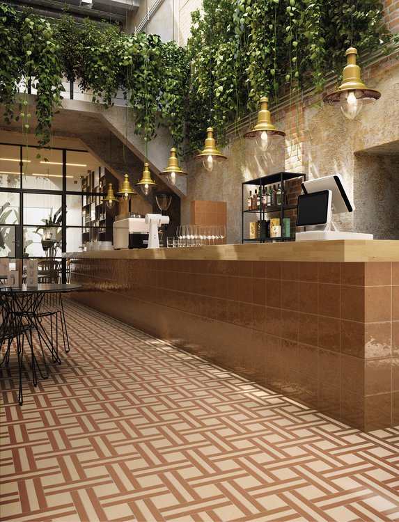 Raumabbildung Vertrag, gestaltet mit Fliesen aus der Kollektion: MATERIA PURA porcelain tiles – ANDERE