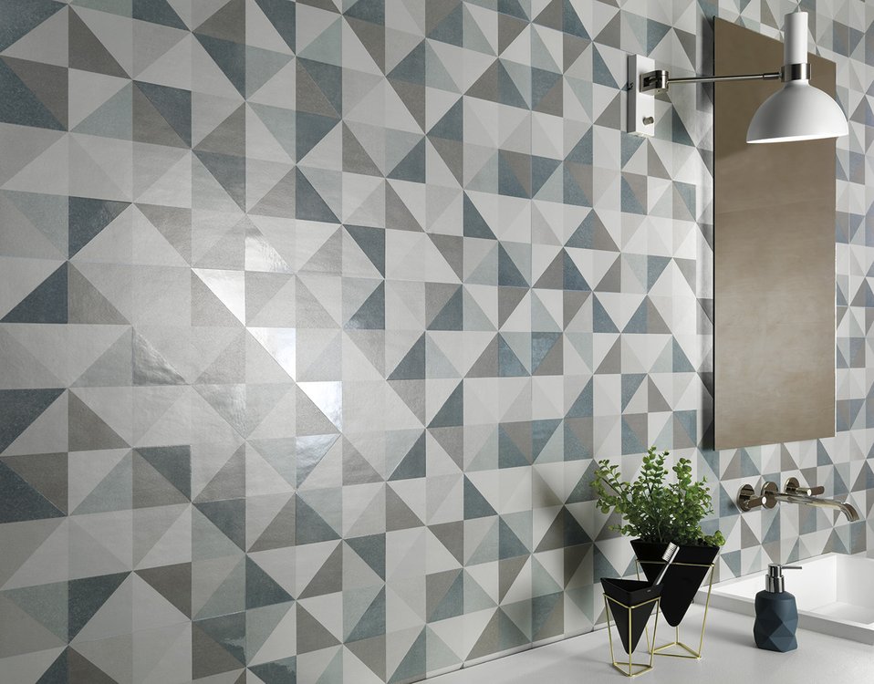 Room view , created with tiles from the collection: MILANO MOOD – Grey